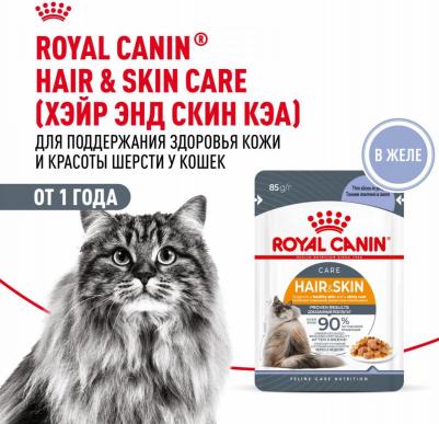 Корм для кошек Intense Beauty для поддержания красоты шерсти, в желе конс. 85г