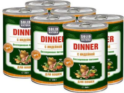 Dinner Индейка влажный корм для кошек жестяная банка – фото 2