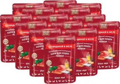 Влажный корм для кошек Premium кусочки в желе с говядиной 0,085 кг – фото 1