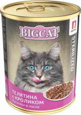 Корм влажный для кошек "Big Cat | Телятина с кроликом", кусочки в желе, 350 г – фото 3