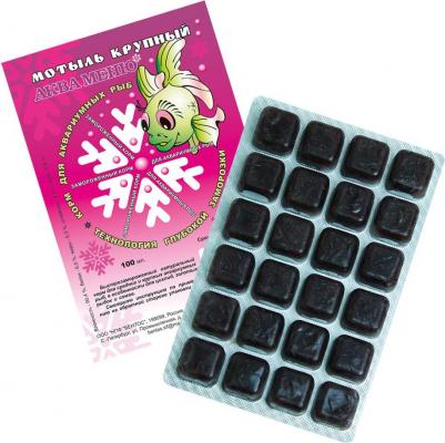 Корм для рыб Мотыль крупный мороженый, хлопья, 100 г – фото 1