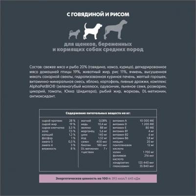 SUPERPREMIUM 900 гр сухой корм для щенков, беременных и кормящих собак средних пород с говядиной и рисом – фото 8