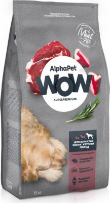 WOW SUPERPREMIUM 3 кг сухой корм для взрослых собак крупных пород с говядиной и сердцем – фото 1