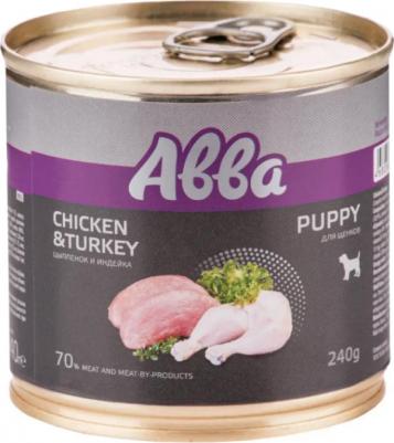 Puppy Влажный корм для щенков всех пород, с цыпленком и индейкой, 240 гр