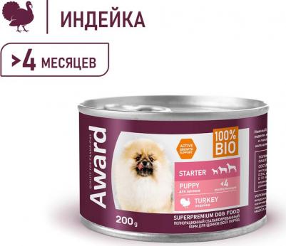 Корм для щенков до 4мес., беременных и кормящих собак паштет из индейки банка 200г – фото 3