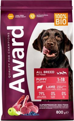 сухой корм для щенков от 1 месяца, беременных и кормящих сук всех пород с ягненком и индейкой с добавлением яблока и черники 4630147173365