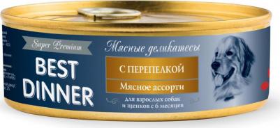 Консервы для собак Super Premium Мясное ассорти, перепелка, 340г – фото 14