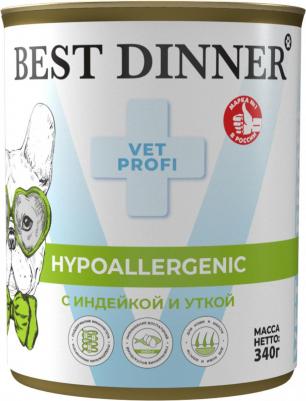 Консервы Exclusive Hypoallergenic для взрослых собак и щенков с 6 мес Профилактика пищевой аллергии с индейкой и уткой 340г 7637 – фото 1