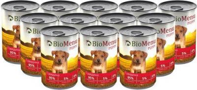 Консервы Puppy Говядина 95% говядина и мясные компоненты для щенков 410г