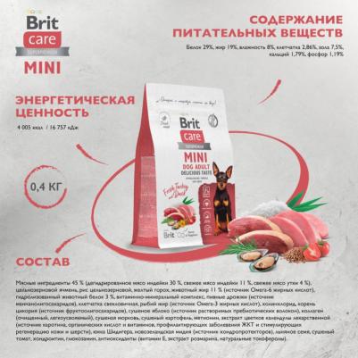 Сухой корм для собак Mini Adult Delicious, с уткой и индейкой, 1,5 кг – фото 4
