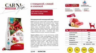 2,5 кг Mini для собак мелких пород говядина с черносливом и клюквой