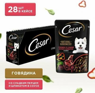 Natural Goodness влажный корм для собак, с говядиной, паприкой и шпинатом в соусе 80 гр – фото 3