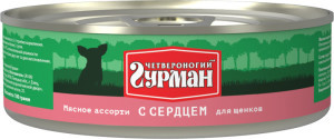Влажный корм для щенков Мясное Ассорти, мясо, сердце, 24шт, 100г – фото 4