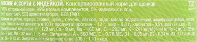 Влажный корм для щенков Мясное ассорти с индейкой 0,1 кг – фото 7
