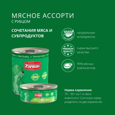 Влажный корм для собак Мясное ассорти с рубцом 0,1 кг – фото 8