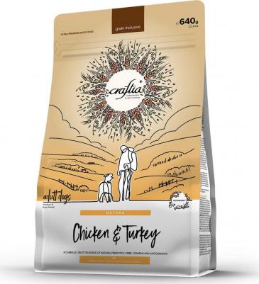 Корм для собак Natura для средних и крупных пород, из курицы и индейки сух. 640г