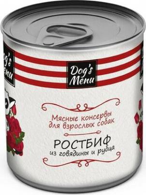 Dog s Menu консервы для взрослых собак ростбиф из говядины и рубца 1*12 340 гр – фото 12
