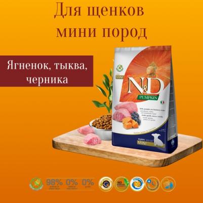 Сухой корм для щенков N&D Grain-Free Canine Pumpkin Lamb & Blueberry Puppy Mini 0,8 кг – фото 3