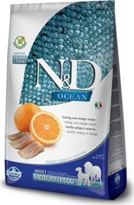 Сухой корм N&D Adult Dog Meduim & Maxi Ocean Herring & Orange с сельдью и апельсином для взрослых собак средних и крупных пород 2,5кг – фото 1