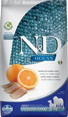 Сухой корм N&D Adult Dog Meduim & Maxi Ocean Herring & Orange с сельдью и апельсином для взрослых собак средних и крупных пород 2,5кг – фото 11