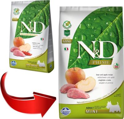 Сухой корм N&D Adult Dog Mini GF Boar & Apple беззерновой с мясом кабана и яблоком для собак мелких пород 800г – фото 1