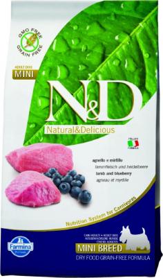 Сухой корм N&D Adult Dog Mini GF Lamb & Blueberry беззерновой с ягненком и черникой для собак мелких пород 7кг – фото 5