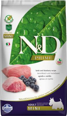 Сухой корм N&D Adult Dog Mini GF Lamb & Blueberry беззерновой с ягненком и черникой для собак мелких пород 7кг