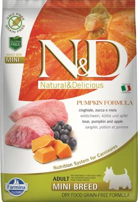 Сухой корм N&D Adult Dog Mini GF Pumpkin Boar & Apple беззерновой с мясом кабана яблоком и тыквой для собак мелких пород 800г – фото 4