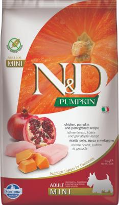 Сухой корм N&D Adult Dog Mini GF Pumpkin Chicken & Pomegranate беззерновой с курицей гранатом и тыквой для собак мелких пород 2,5кг – фото 3