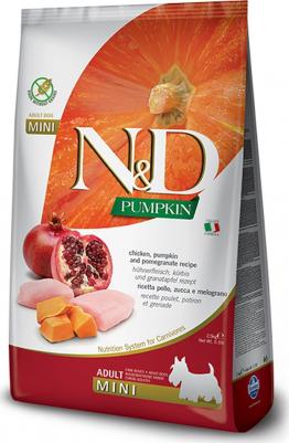 Сухой корм N&D Adult Dog Mini GF Pumpkin Chicken & Pomegranate беззерновой с курицей гранатом и тыквой для собак мелких пород 2,5кг