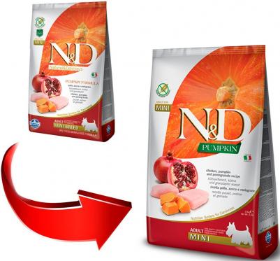 Сухой корм N&D Adult Dog Mini GF Pumpkin Chicken & Pomegranate беззерновой с курицей гранатом и тыквой для собак мелких пород 7кг – фото 2