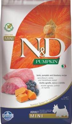Сухой корм N&D Adult Dog Mini GF Pumpkin Lamb & Blueberry беззерновой с ягненком черникой и тыквой для собак мелких пород 800г – фото 2