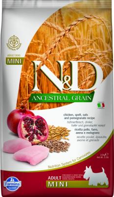 Сухой корм N&D Adult Dog Mini LG Chicken & Pomegranate низкозерновой с курицей и гранатом для собак мелких пород 2,5кг