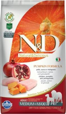 Сухой корм N&D Dog Medium&Maxi GF Pumpkin Chicken&Pomegranate беззерновой с курицей гранатом тыквой для собак средних и крупных пород 12кг – фото 4