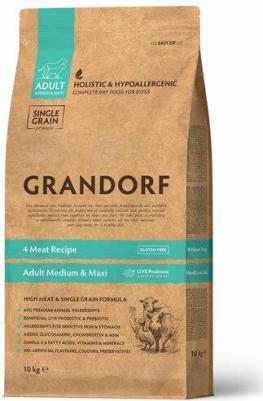 Сухой корм Probiotic для средних и крупных собак, 4 вида мяса/бурый рис, 10 кг 936