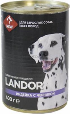 Влажный корм для взрослых собак всех пород Индейка и черника 400г – фото 1