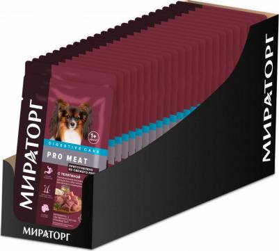 Корм для собак Pro Meat для мелких пород для здорового пищеварения, телятина пауч 85г – фото 7