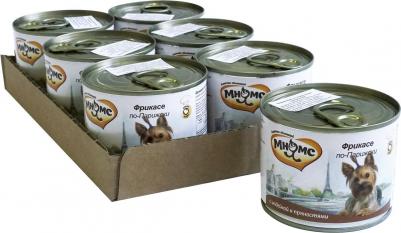 Влажный корм для собак ФРИКАСЕ ПО-ПАРИЖСКИ с индейкой и грибами, 6шт, 200г