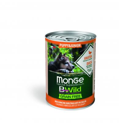 Корм для щенков BWild Grain Free беззерновой утка с тыквой и кабачками банка 400г – фото 2
