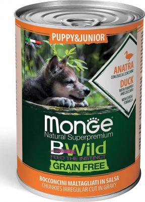 Корм для щенков BWild Grain Free беззерновой утка с тыквой и кабачками банка 400г