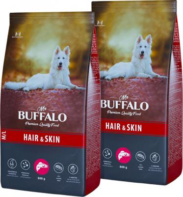 M/L HAIR & SKIN CARE Сухой корм для собак средних и крупных пород, лосось, 800 гр – фото 1