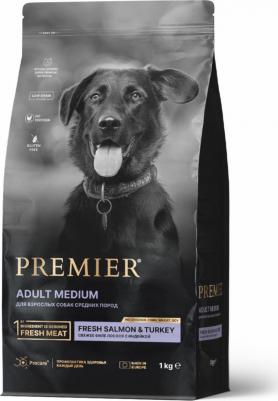 корм для собак средних пород, лосось с индейкой (3 кг)