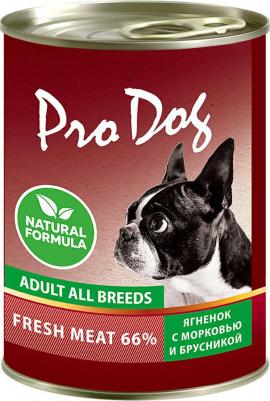 Корм для собак ягненок, морковь, брусника банка 400г