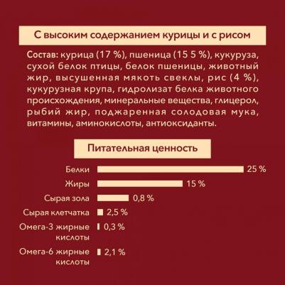 Сухой корм для взрослых собак средних и крупных пород с высоким содержанием курицы и с рисом, 3,8 кг – фото 17