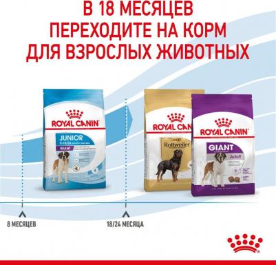 Корм для щенков Giant Junior для собак крупных пород от 45кг, возрастом 8-24мес, птица сух. 15кг – фото 6