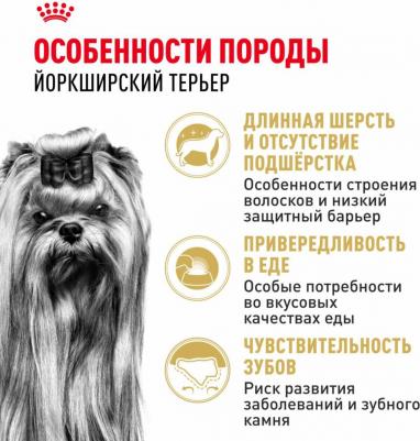 YORKSHIRE TERRIER ADULT корм для собак породы йоркширский терьер в возрасте от 10 месяцев – фото 3