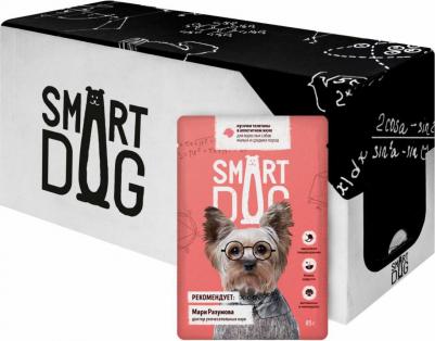 паучи "Упаковка 25 шт" Паучи для взрослых собак малых и средних пород кусочки телятины в аппетитном желе – фото 9