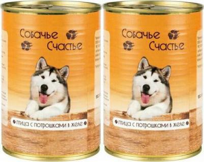 Консервированный корм для собак Птица с потрошками в желе 410г (2 шт)