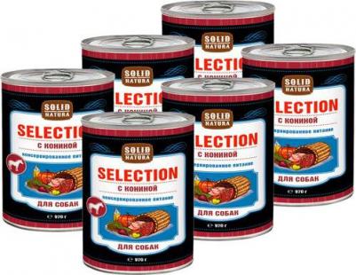 Консервы для собак "Selection" с кониной, 970 г