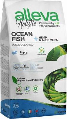 Корм сухой ALLEVA HOLISTIC DOG Puppy/Junior Ocean Fish Maxi для щенков с океанической рыбой, коноплей и алое вера 2кг 2288